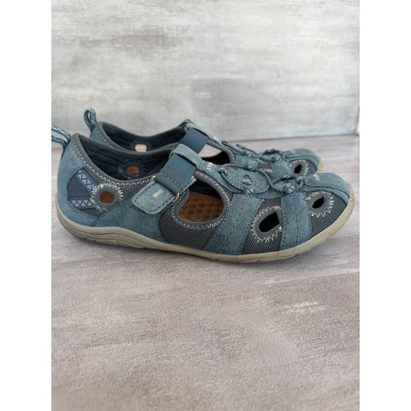 Earth Origins Swell Blue Leather Comfort Adjustable Strap Sandal Shoes - Picture 1 of 8